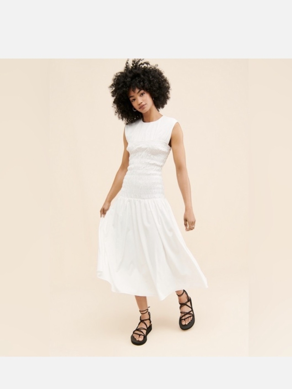 Anthropology Mare Mare Smocked Drop Waist Midi Dress, Sz XS